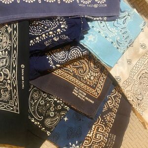Vintage USA Bandanas 23 pc Lot Red White Blue Cotton yellow faded